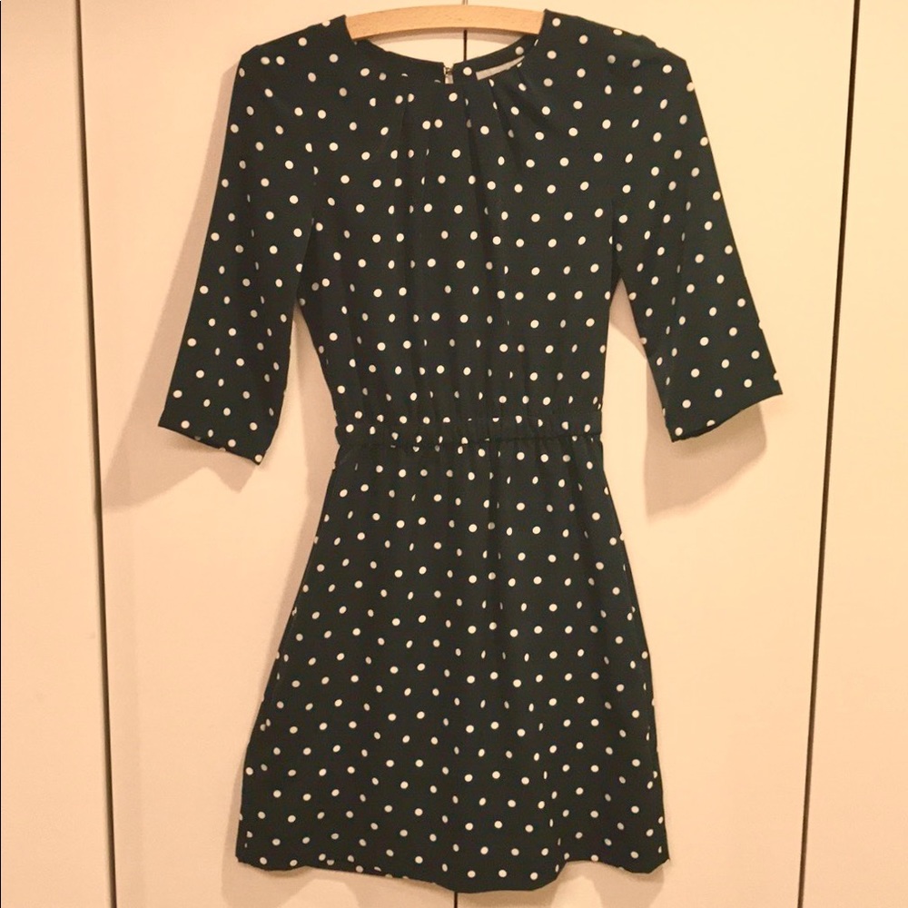 Deep hunter green 20's style polka dot dress